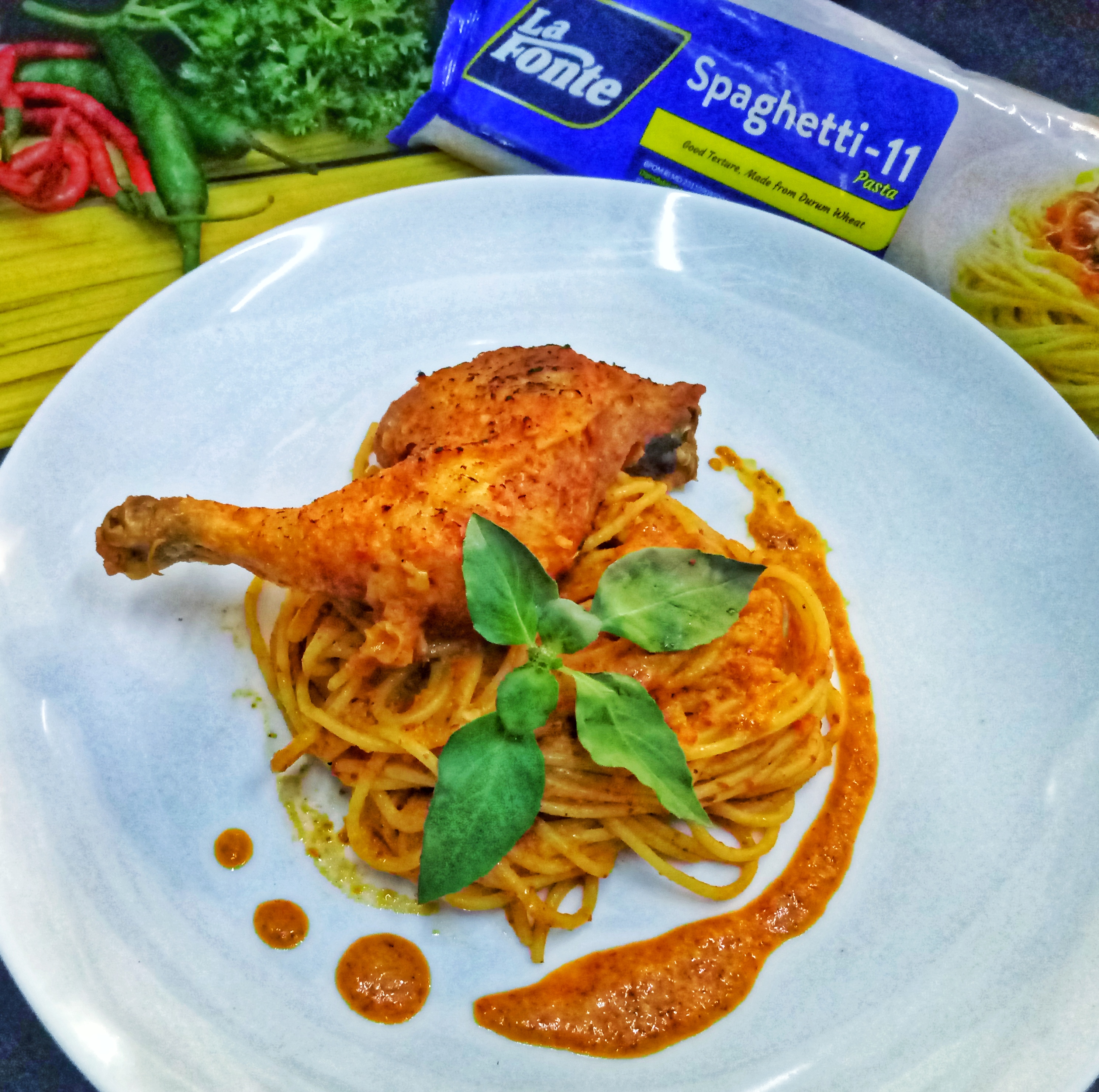 Creamy Spaghetti Ayam Bumbu Rujak